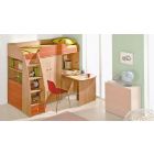  Кровать-чердак со столом и шкафом для одежды "Радуга"